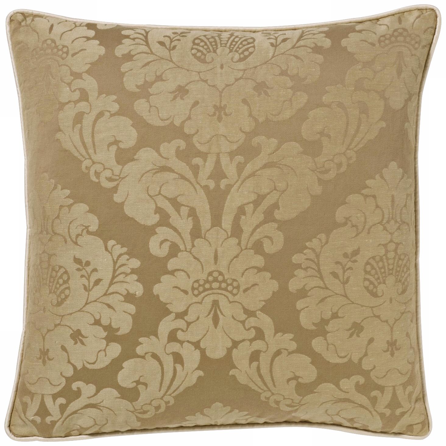 Camel Rosette Damask 18" Square Pillow