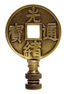 3 18 High Chinese Coin Antique Brass Lamp Shade Finial G3183