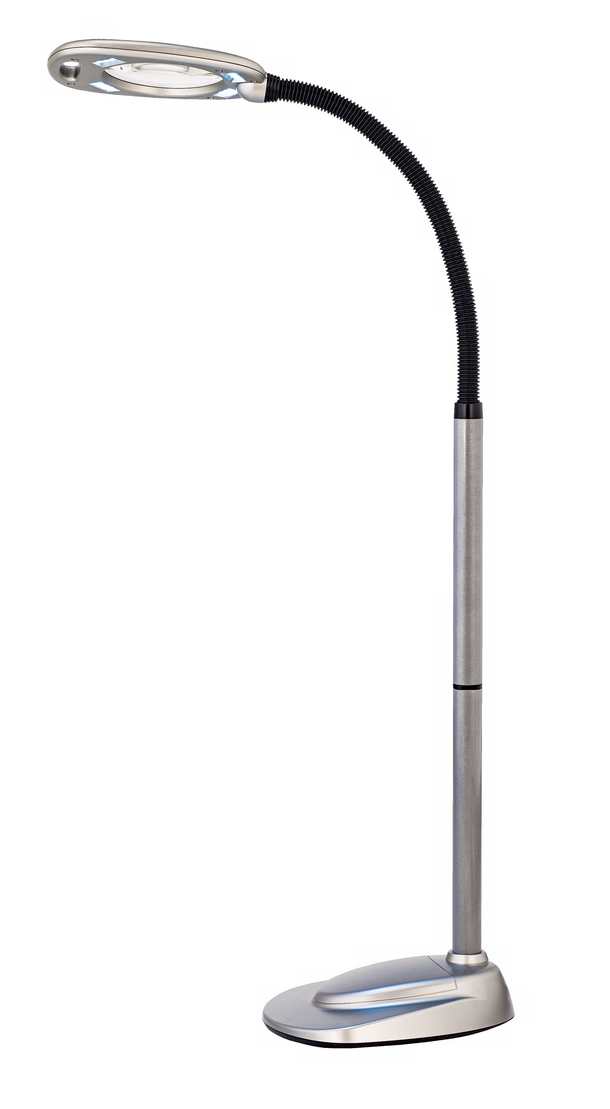 Gooseneck Magnifier Grey LED Floor Lamp