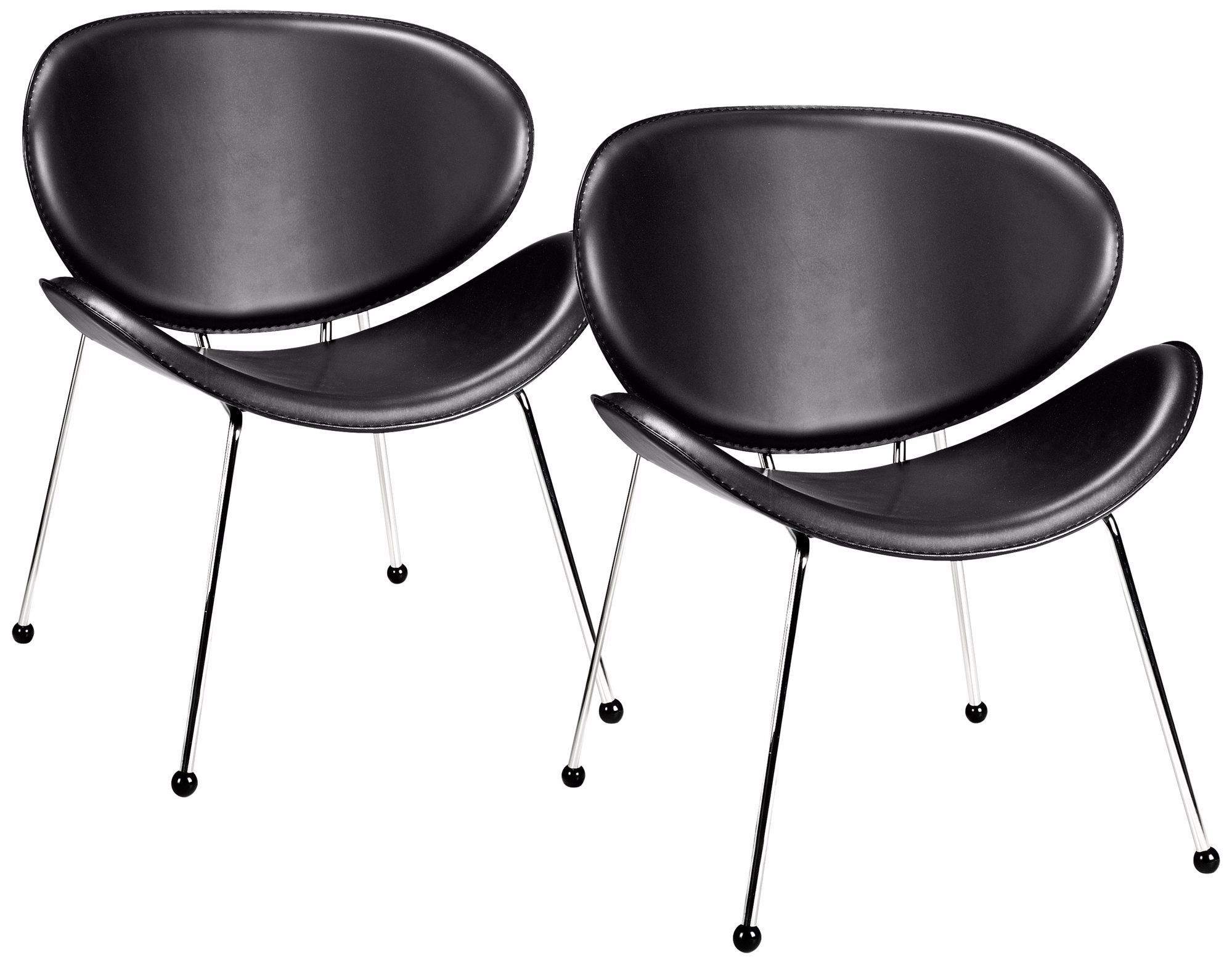 Set of Two Match Black Vinyl Chairs