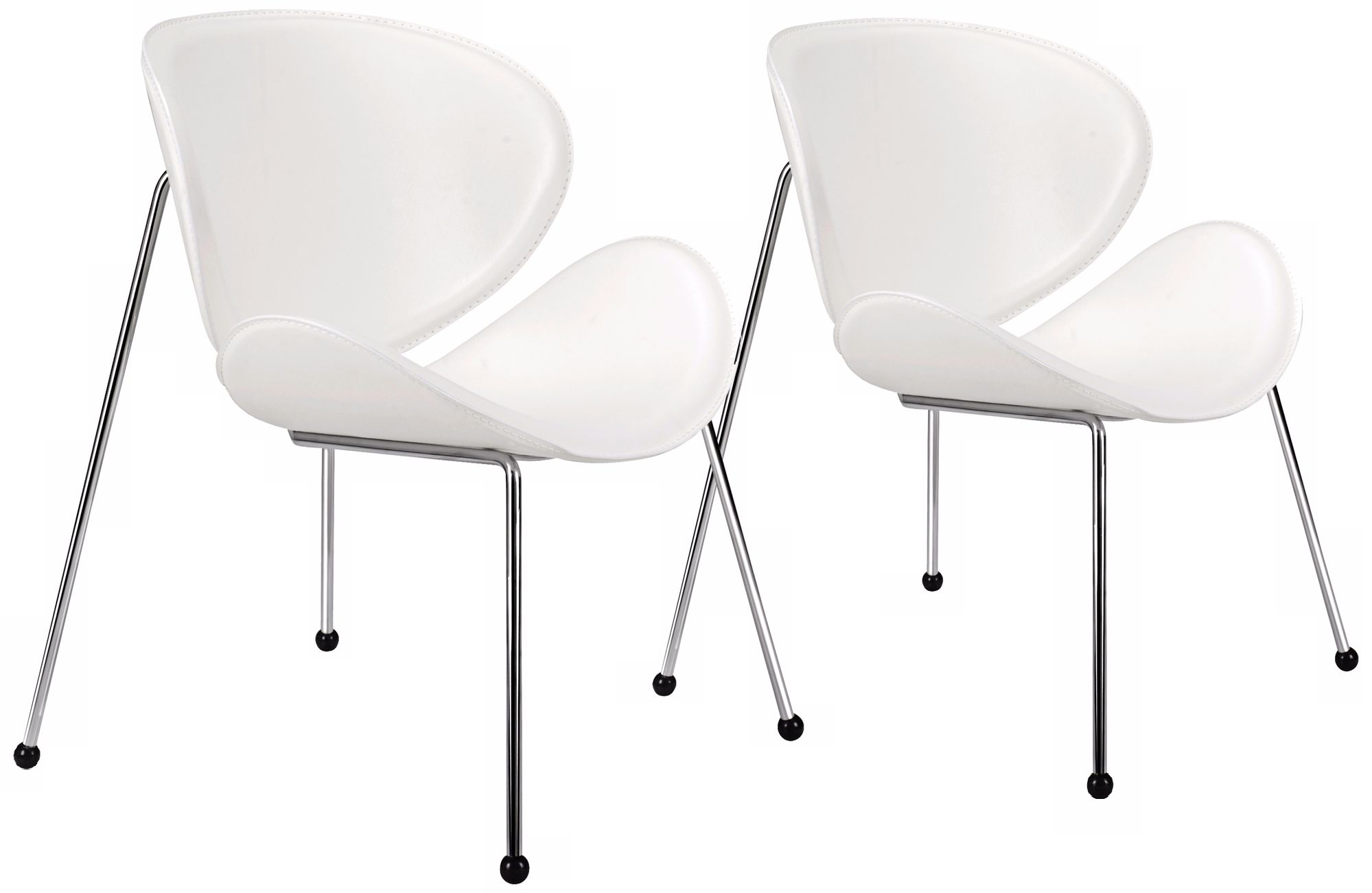 Set of Two Match White Vinyl Chairs