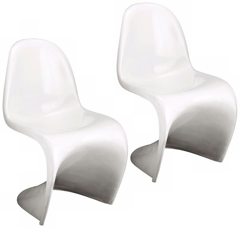 Set of Two White S Chairs