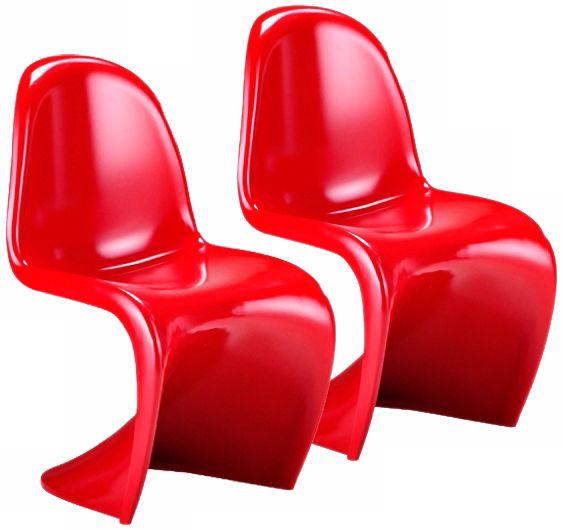 Set of Two Red S Chairs