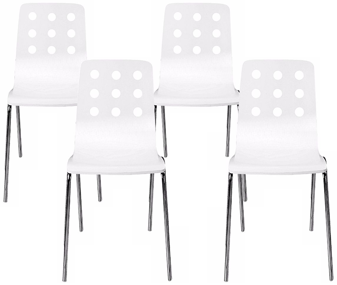 Zuo Set of Four White Stacking Chairs