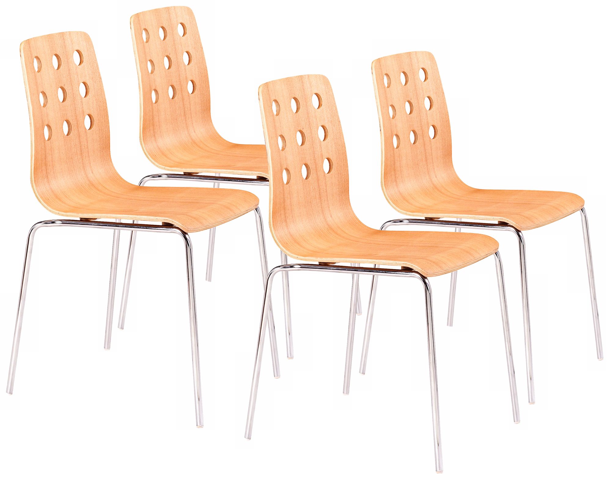 Zuo Set of Four Natural Stacking Chairs