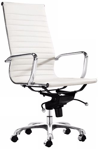 Zuo Lider Hi-Back White Leatherette Office Chair