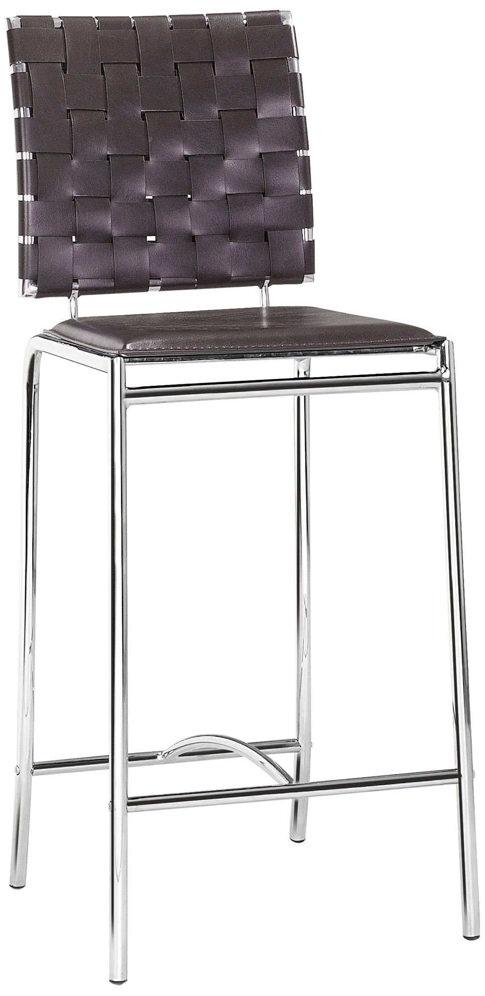 Zuo Set of Two Leatherette Weave 26" High Counter Stools