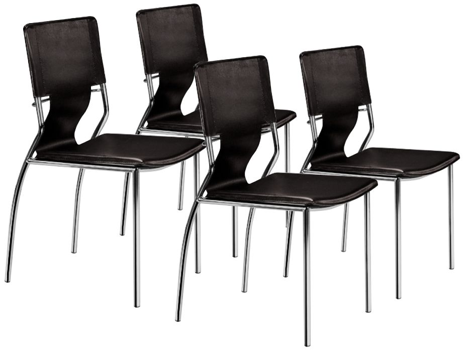 Zuo Set of Four Trafico Black Side Chairs
