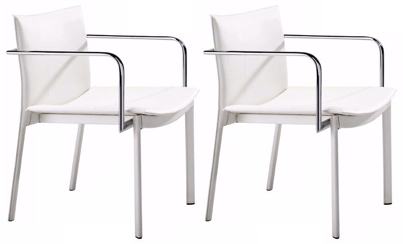 Zuo Gekko White and Chrome Set of 2 Conference Chairs