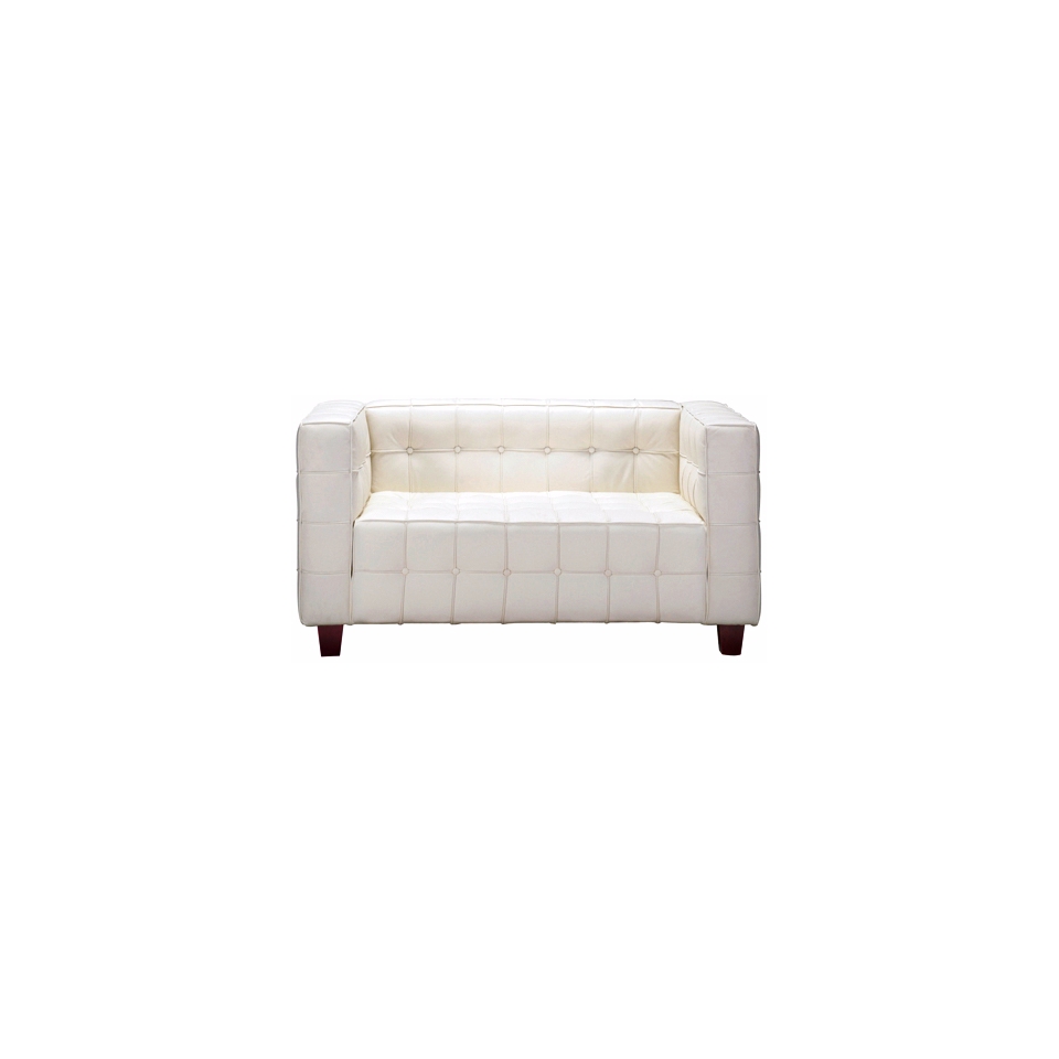Zuo Button Collection White Leather Love Seat   #G4394