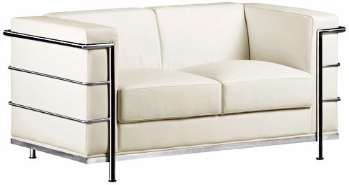Zuo Fortress Collection White Leather Love Seat