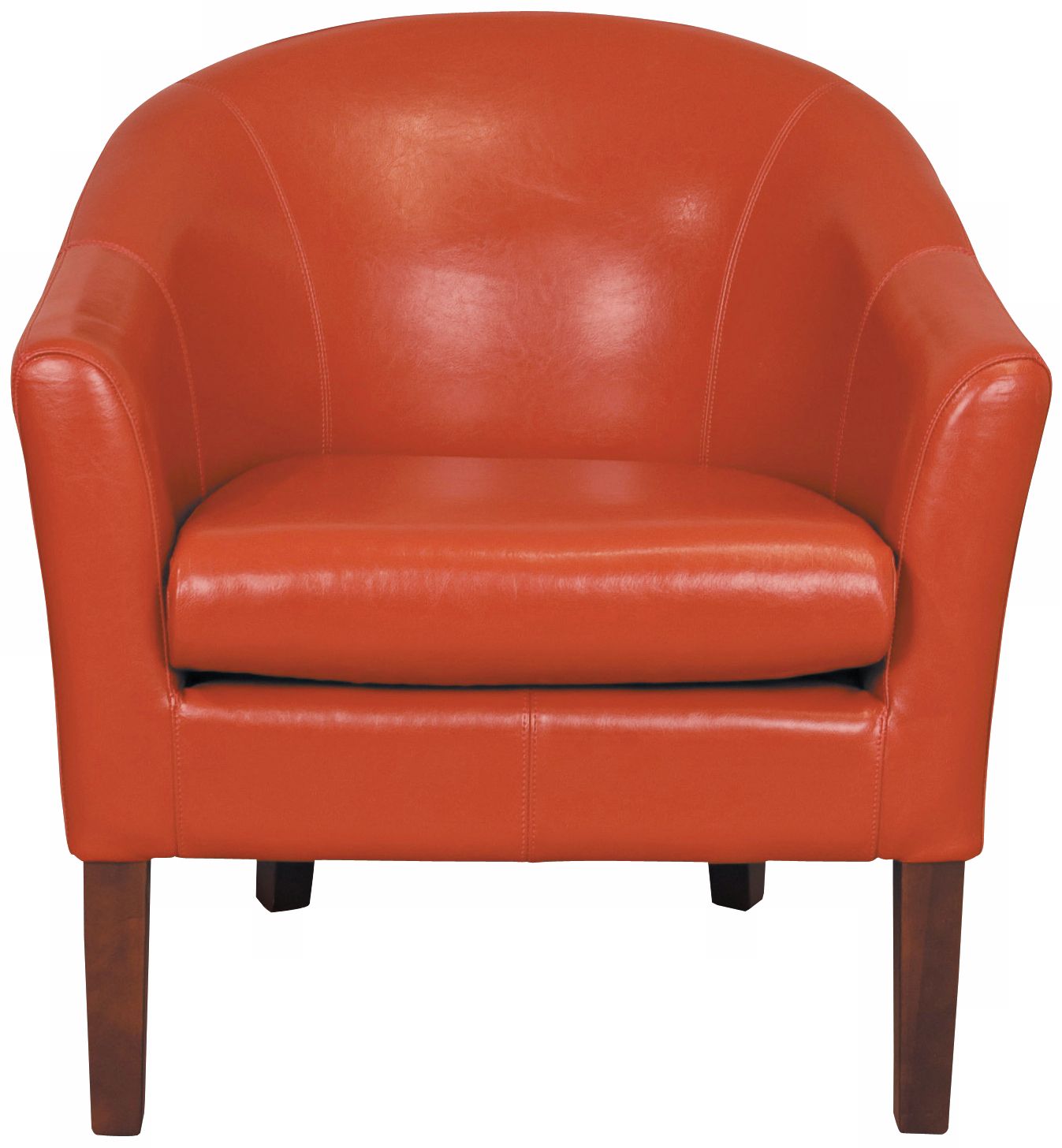 Terra Cotta Leather Barrel Club Chair