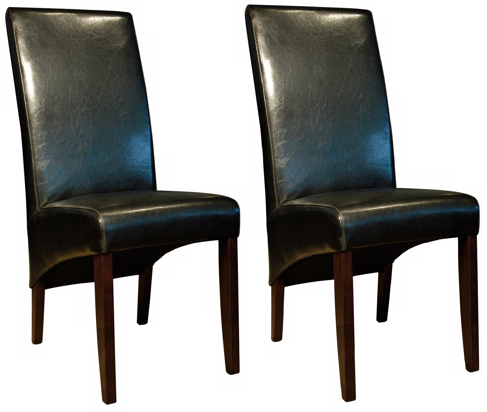 Set of 2 Coco Black Bicast Leather Side Chairs