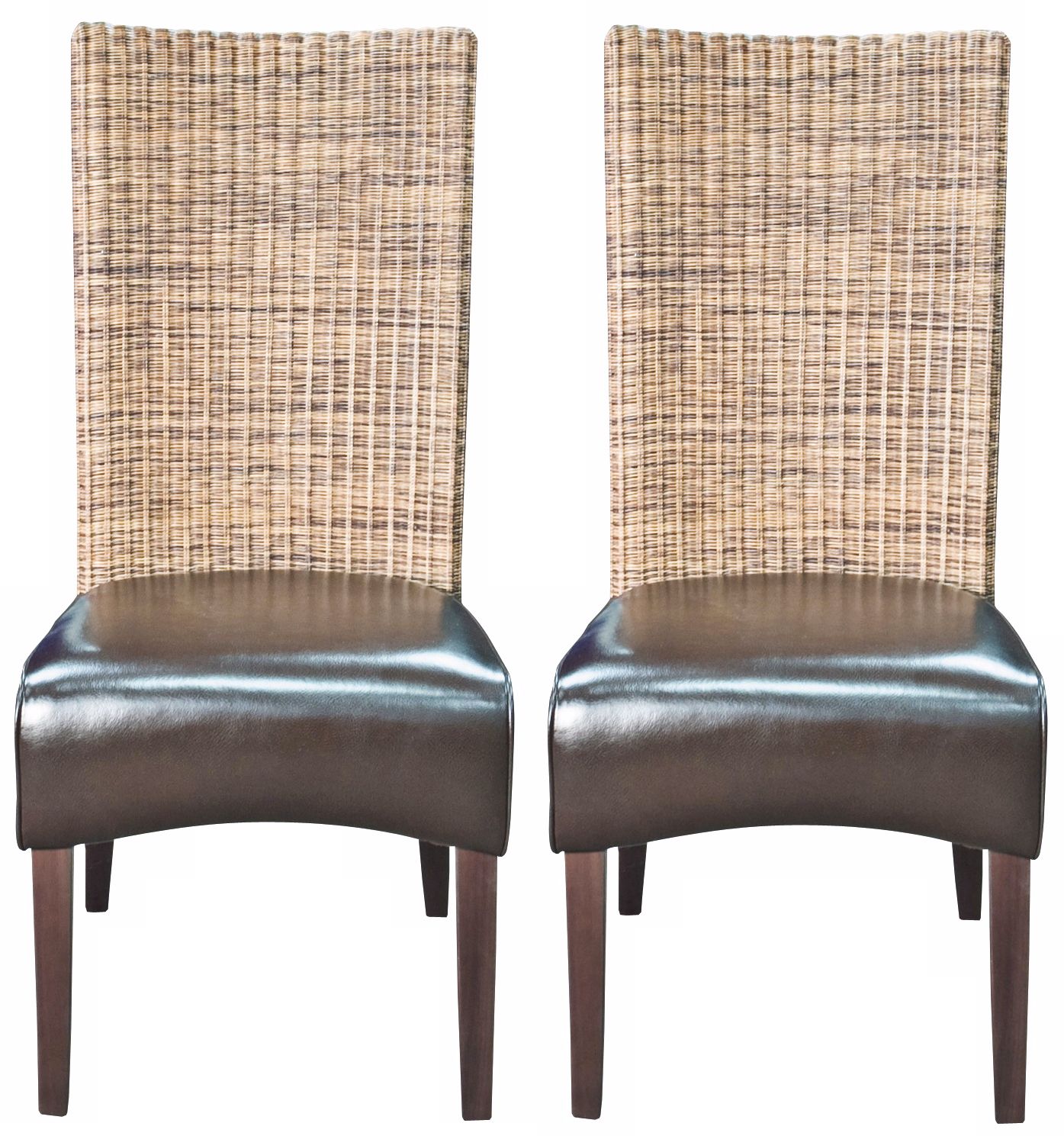 Set of 2 Vera Havana Bonded Leather Side Chairs