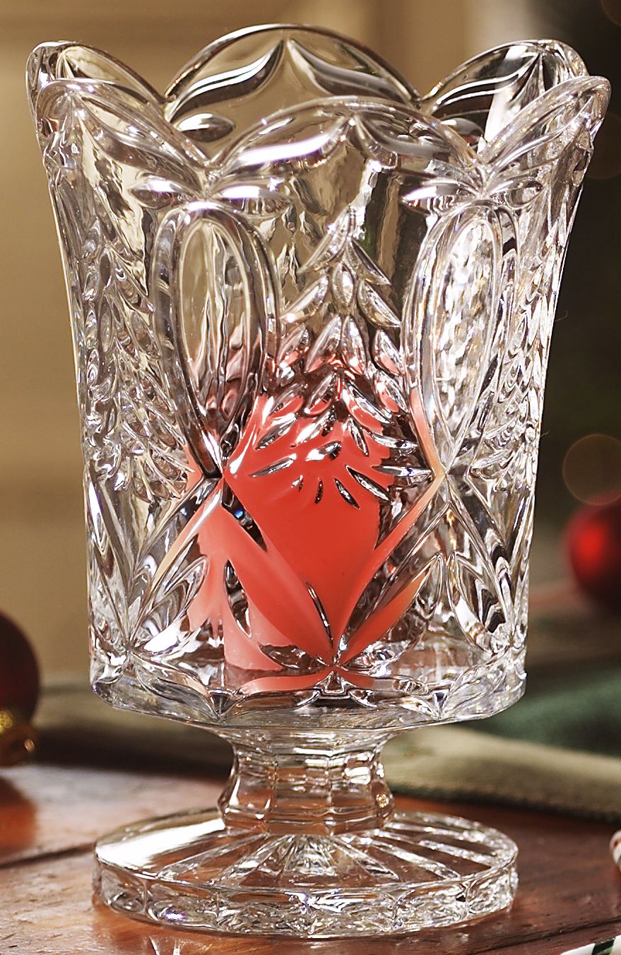 Hurricane Christmas Tree Candle Holder 7 1/2" High Crystal