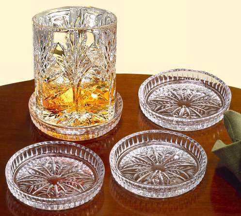 Set of 4 Portico Collection Crystal Coasters