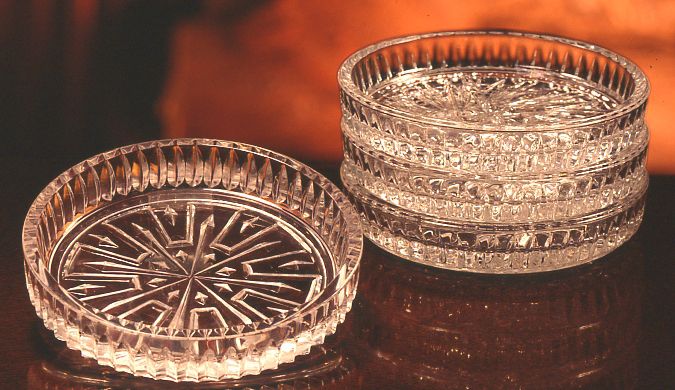 Set of 4 Lead Crystal Grecian Coasters in Gift Box