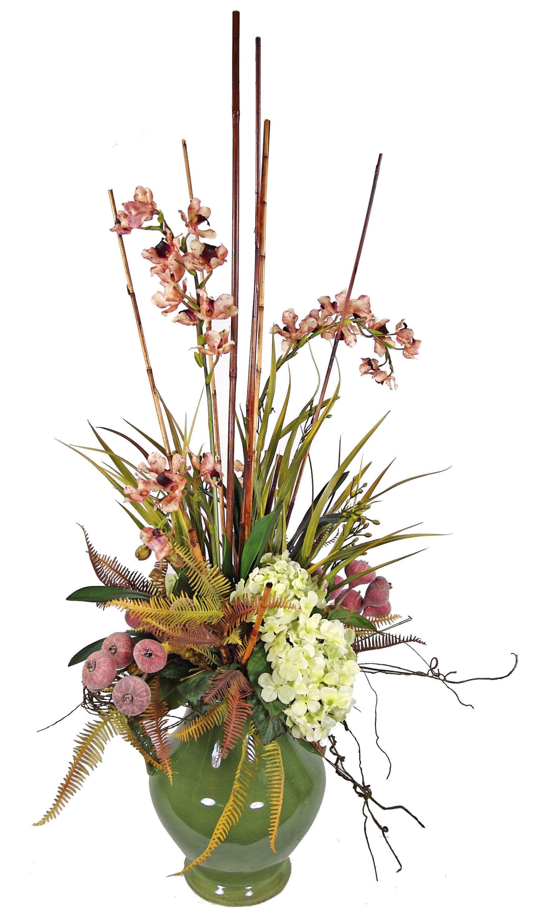Hydrangea Orchid Garland Faux Floral Arrangement