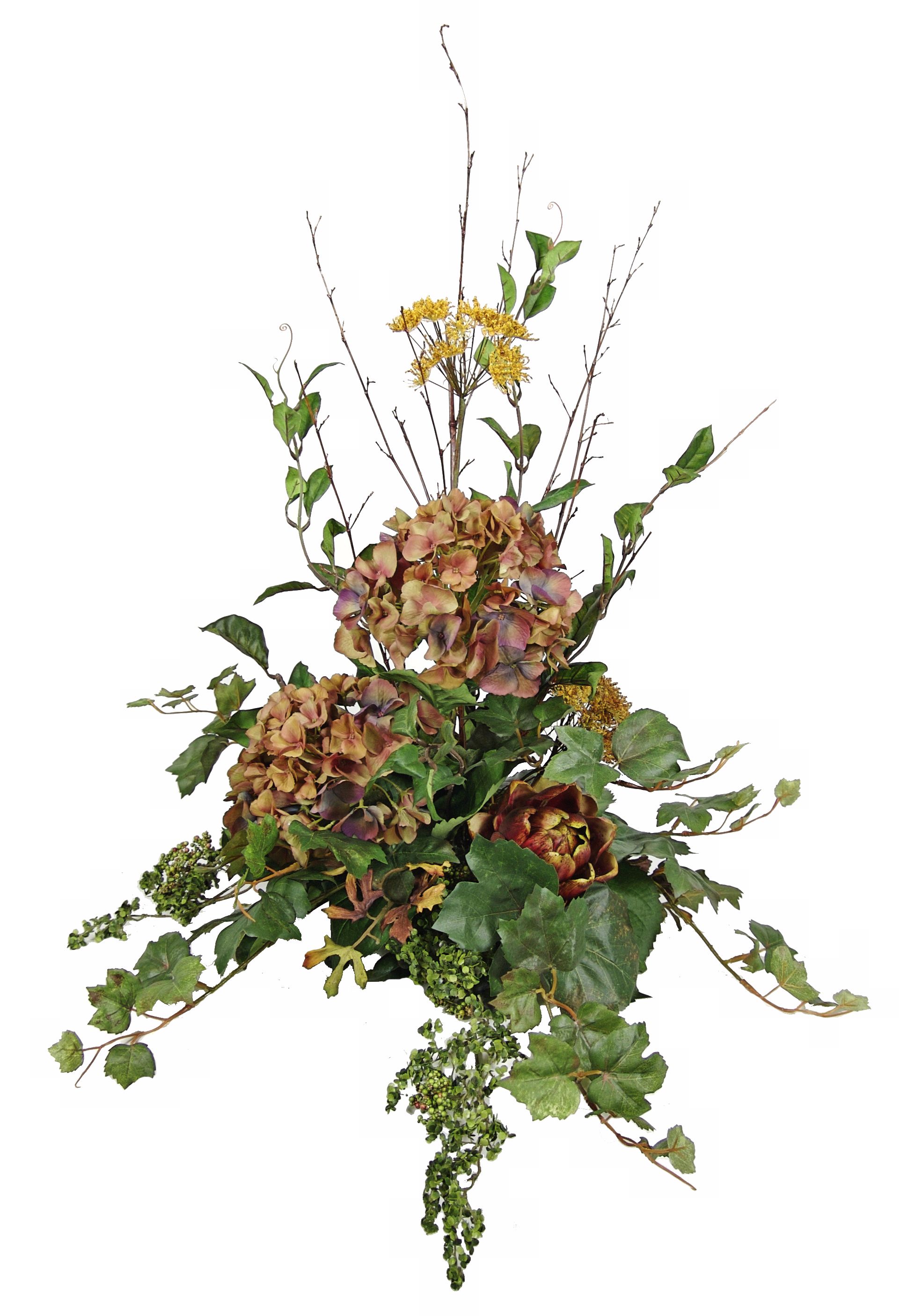 Lace Hydrangea, Artichoke, Myrtle Faux Floral Arrangement