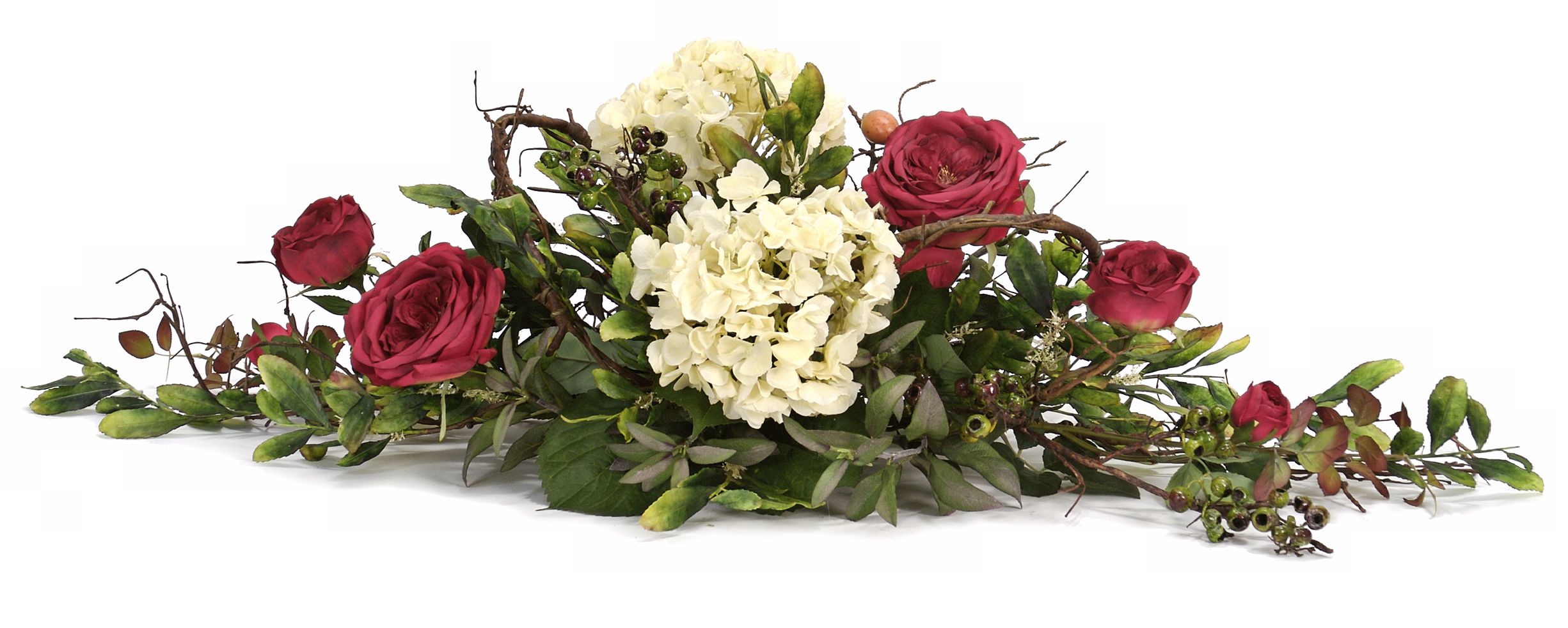 Rose Eucalyptus Horizontal Faux Floral Arrangement
