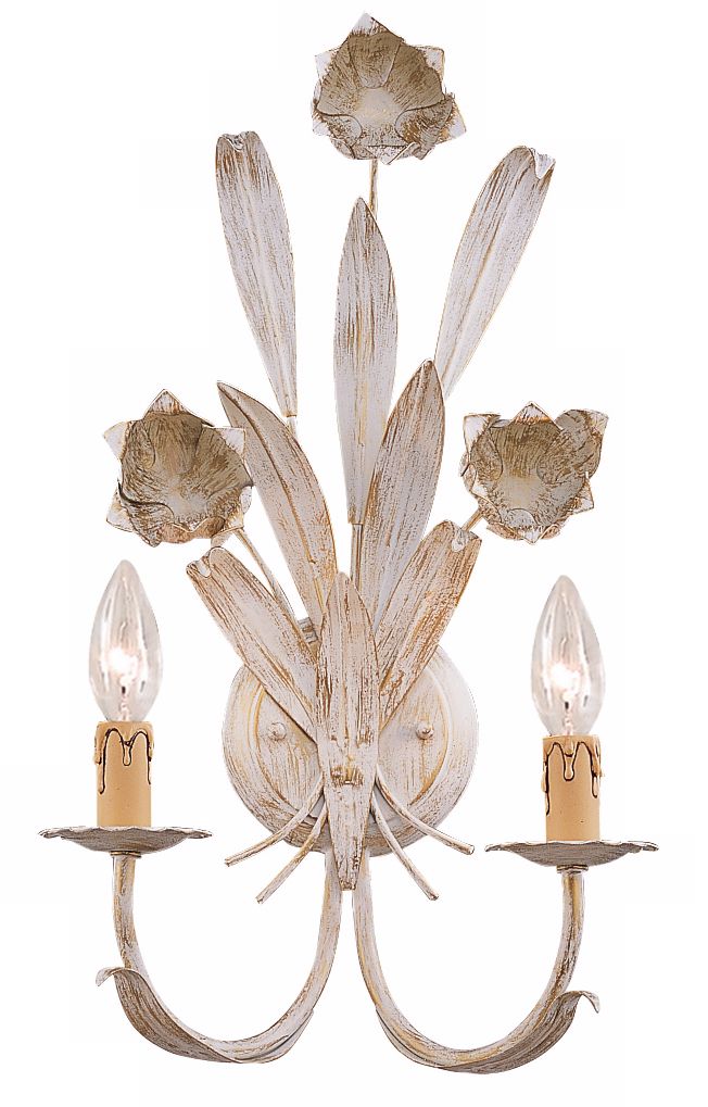 Antique White Roses 19" High Two Light Wall Sconce