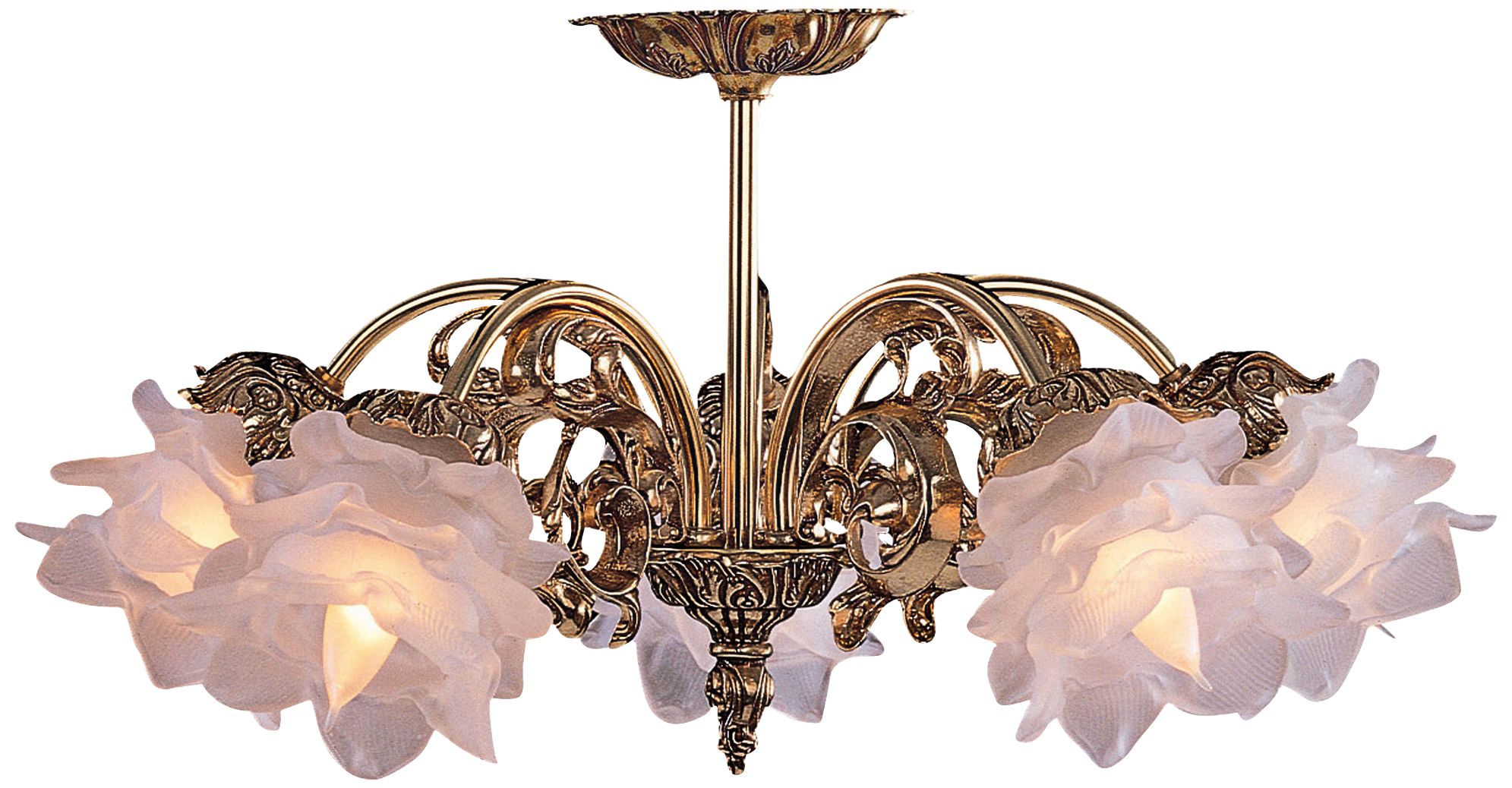 Victorian Brass 17" Wide Semi-Flushmount Ceiling Fixture