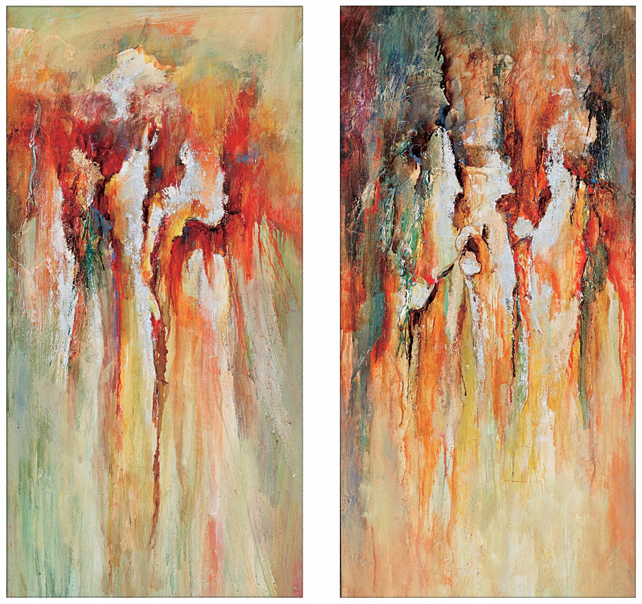 Set of 2 Abstract Splash 40" High Modern Wall Art