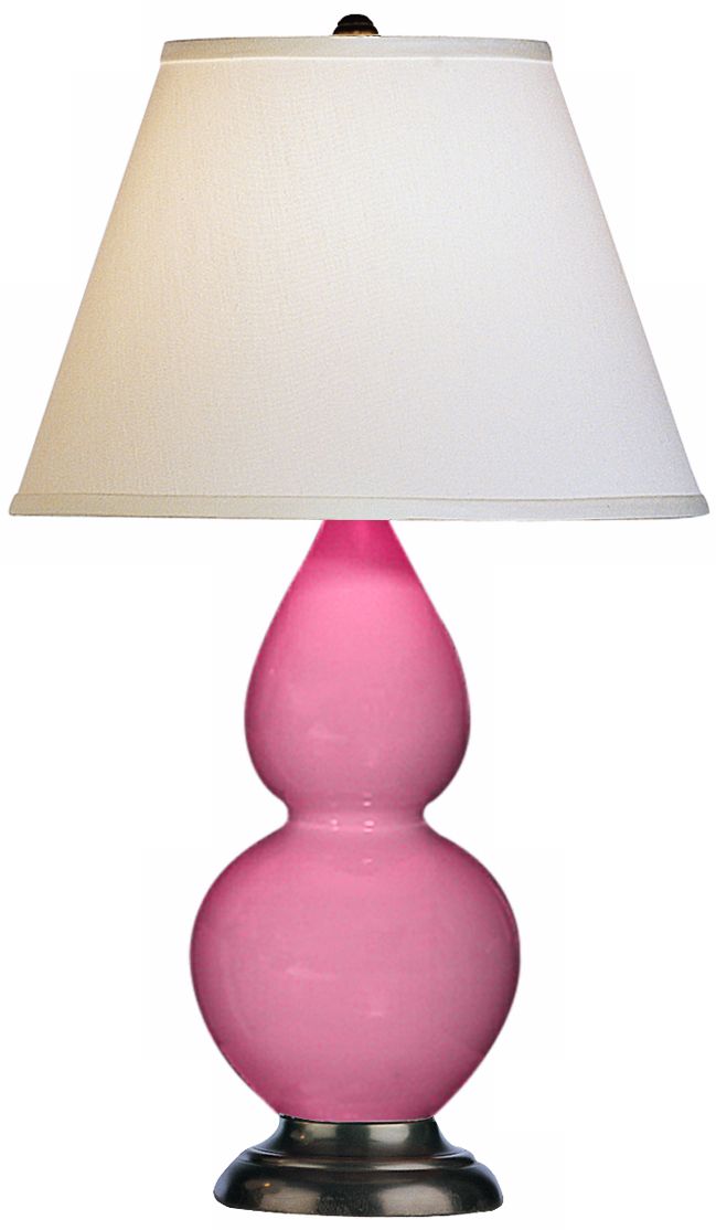 Robert Abbey 22 3/4" Pink Ceramic and Bronze Table Lamp