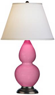 Robert Abbey 22 3/4" Pink Ceramic and Bronze Table Lamp