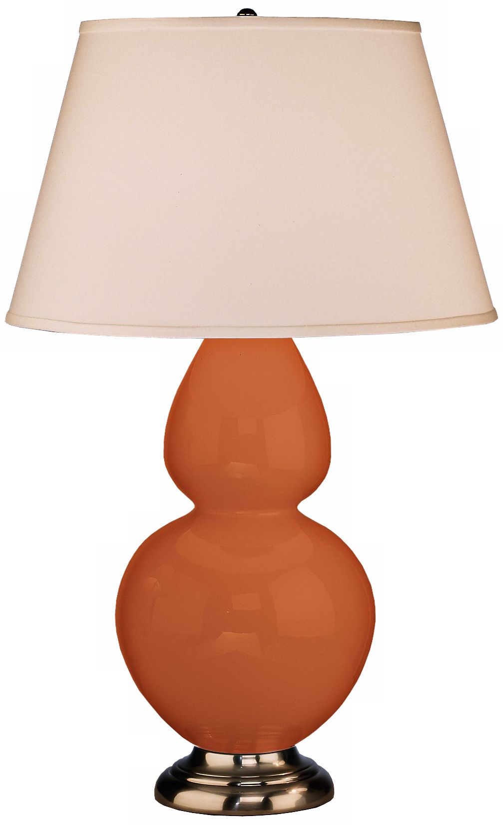 Robert Abbey 31" Pumpkin Orange Ceramic and Silver Lamp