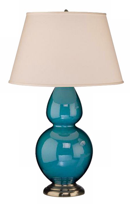 Robert Abbey 31" Peacock Blue Ceramic and Silver Lamp