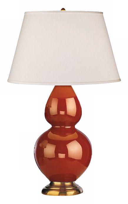 Robert Abbey 31" Cinnamon Brown Ceramic and Brass Table Lamp