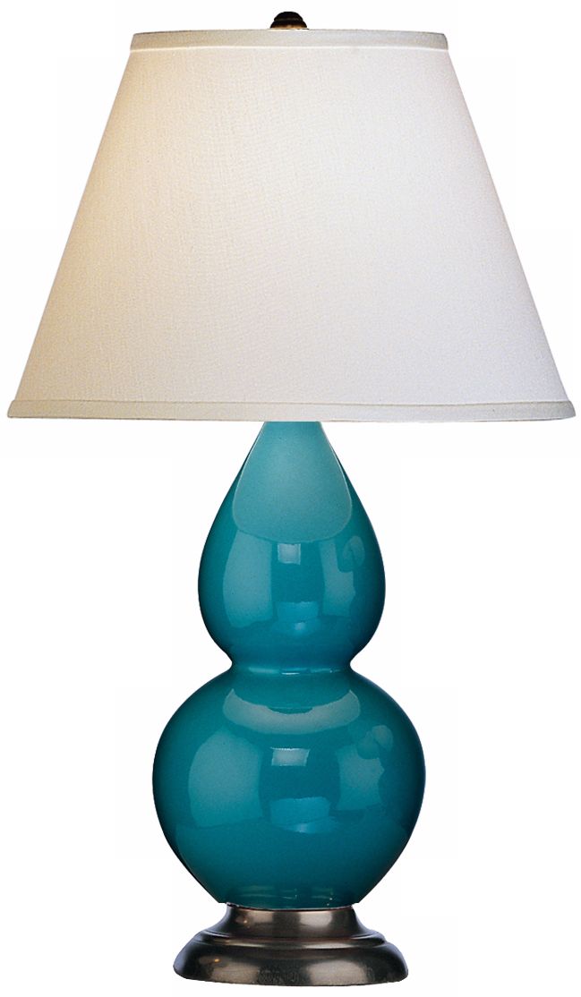 Robert Abbey 22 3/4" Peacock Blue Ceramic and Bronze Lamp