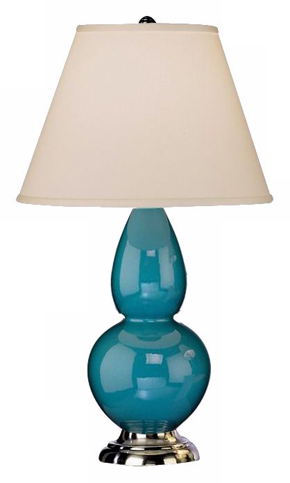 Robert Abbey 22 3/4" Peacock Blue Ceramic and Silver Lamp