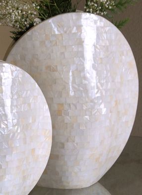 Large Round White Shell Vase