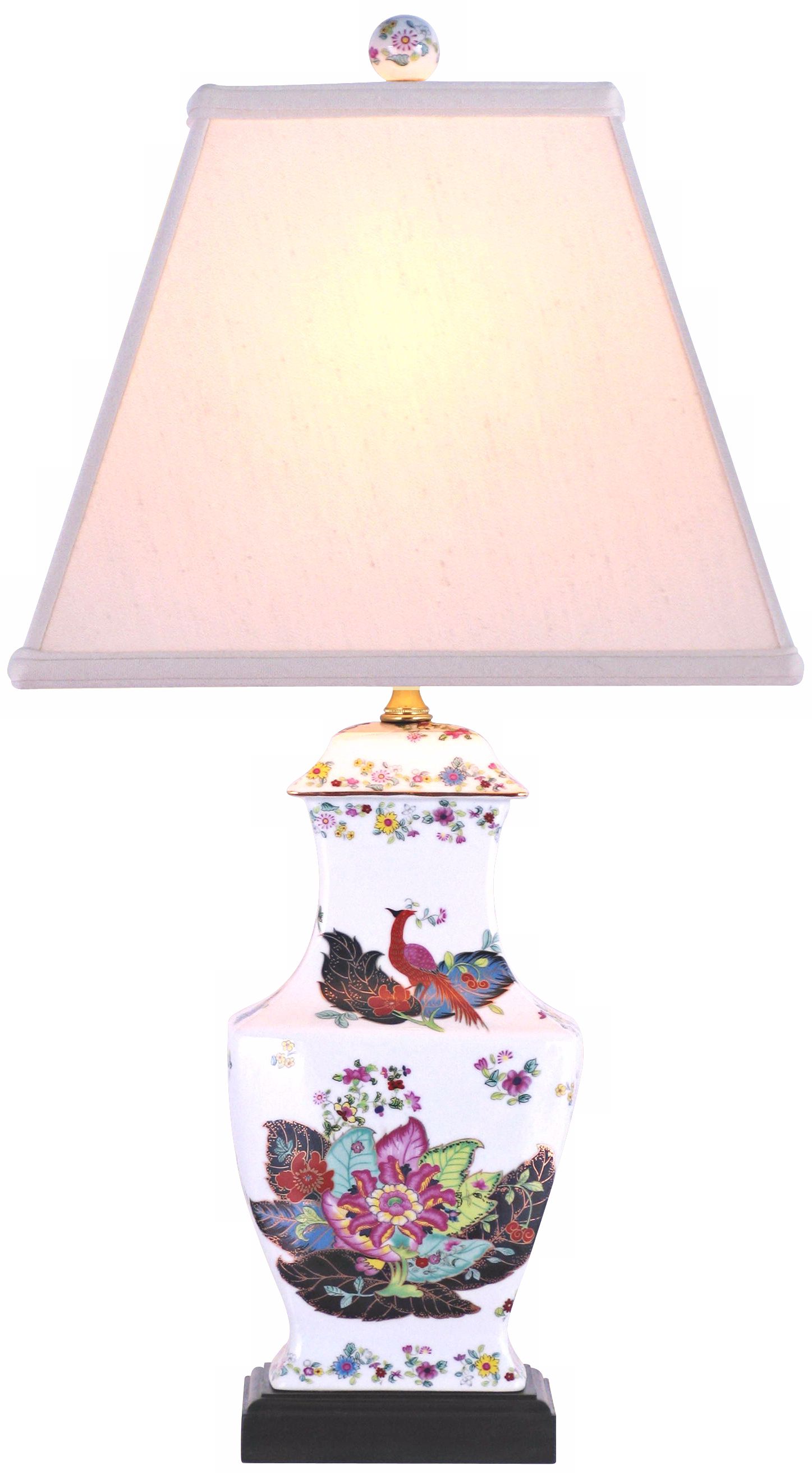 Peacock Garden Porcelain Vase Table Lamp