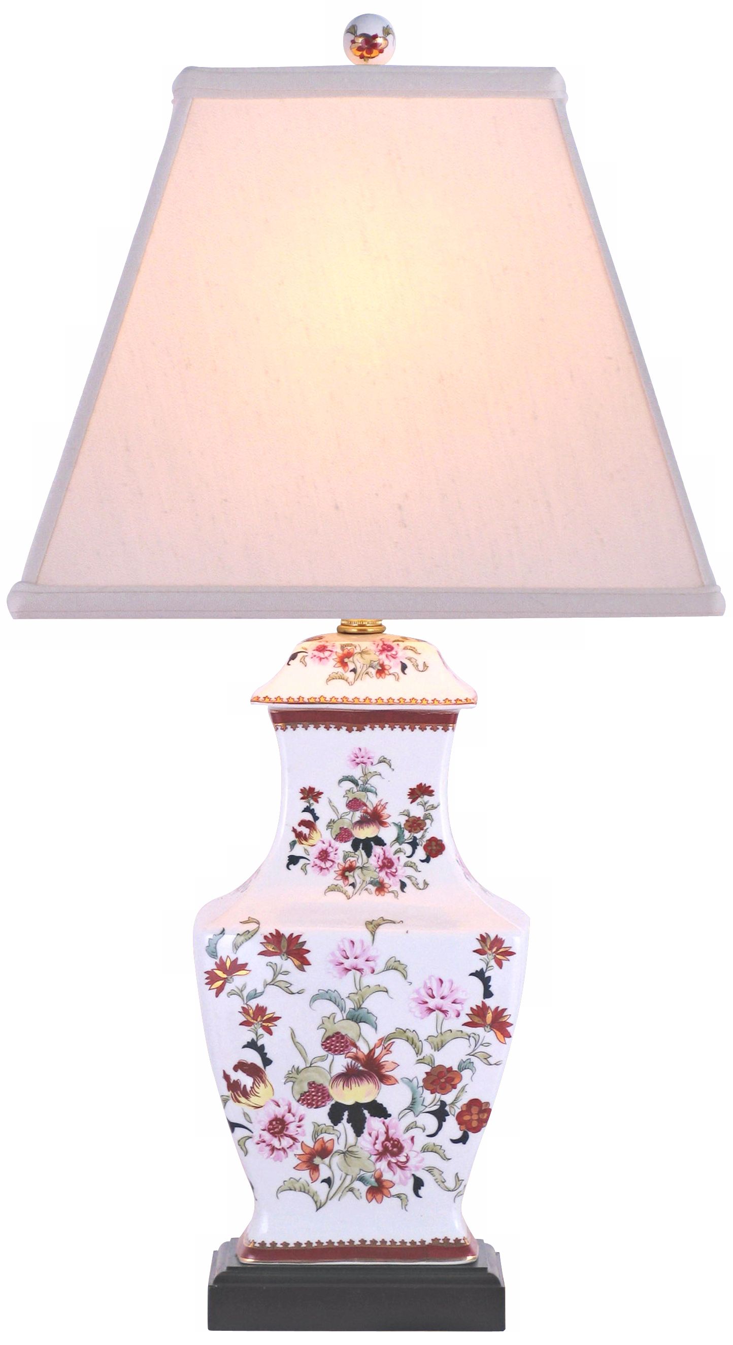 Pomegranate Porcelain Square Vase Table Lamp