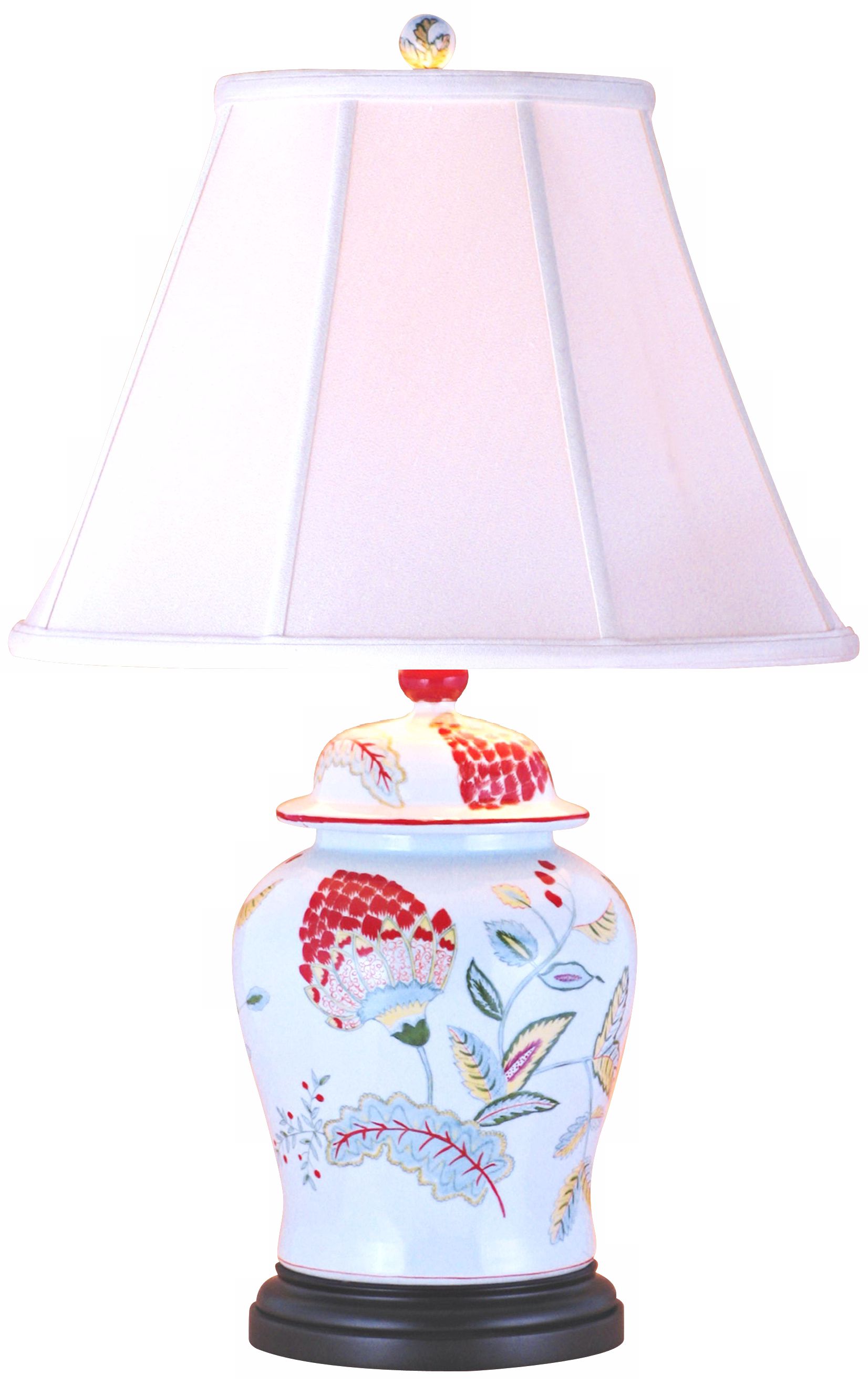 Lotus Flower Porcelain Temple Jar Table Lamp