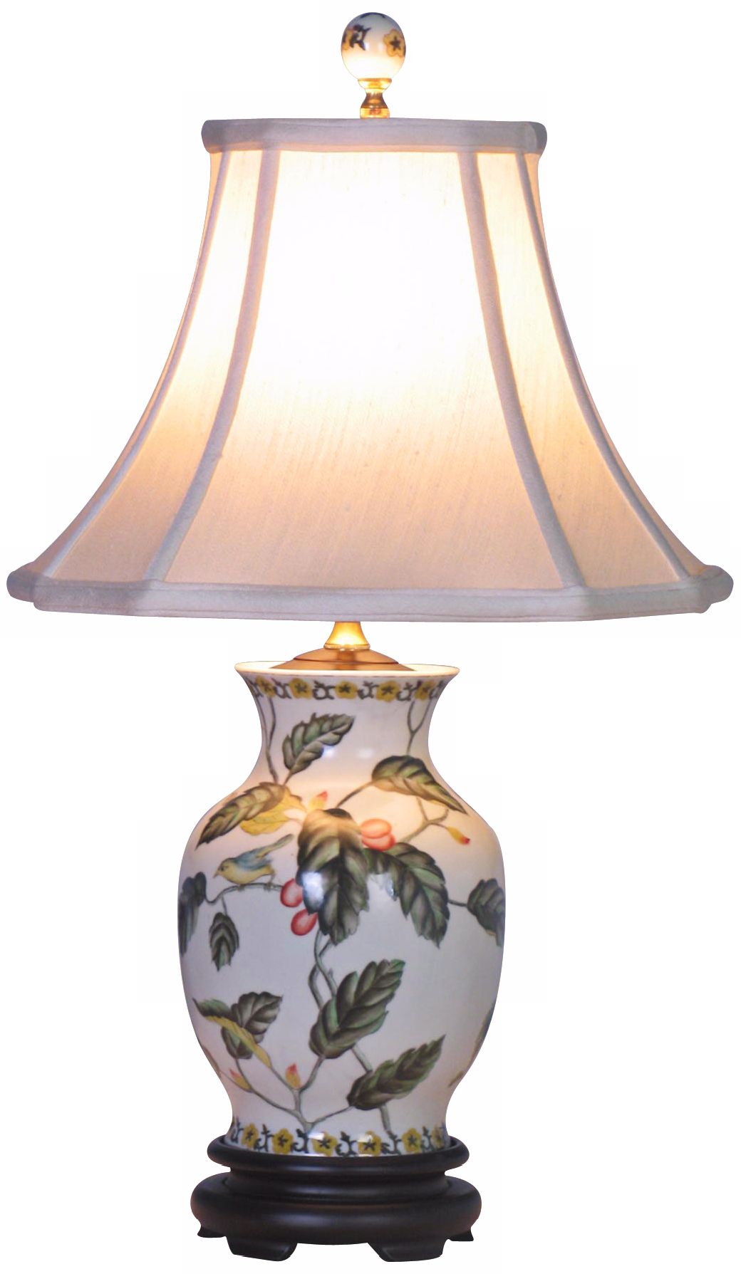 Leaf Motif Porcelain Jar Vase Table Lamp