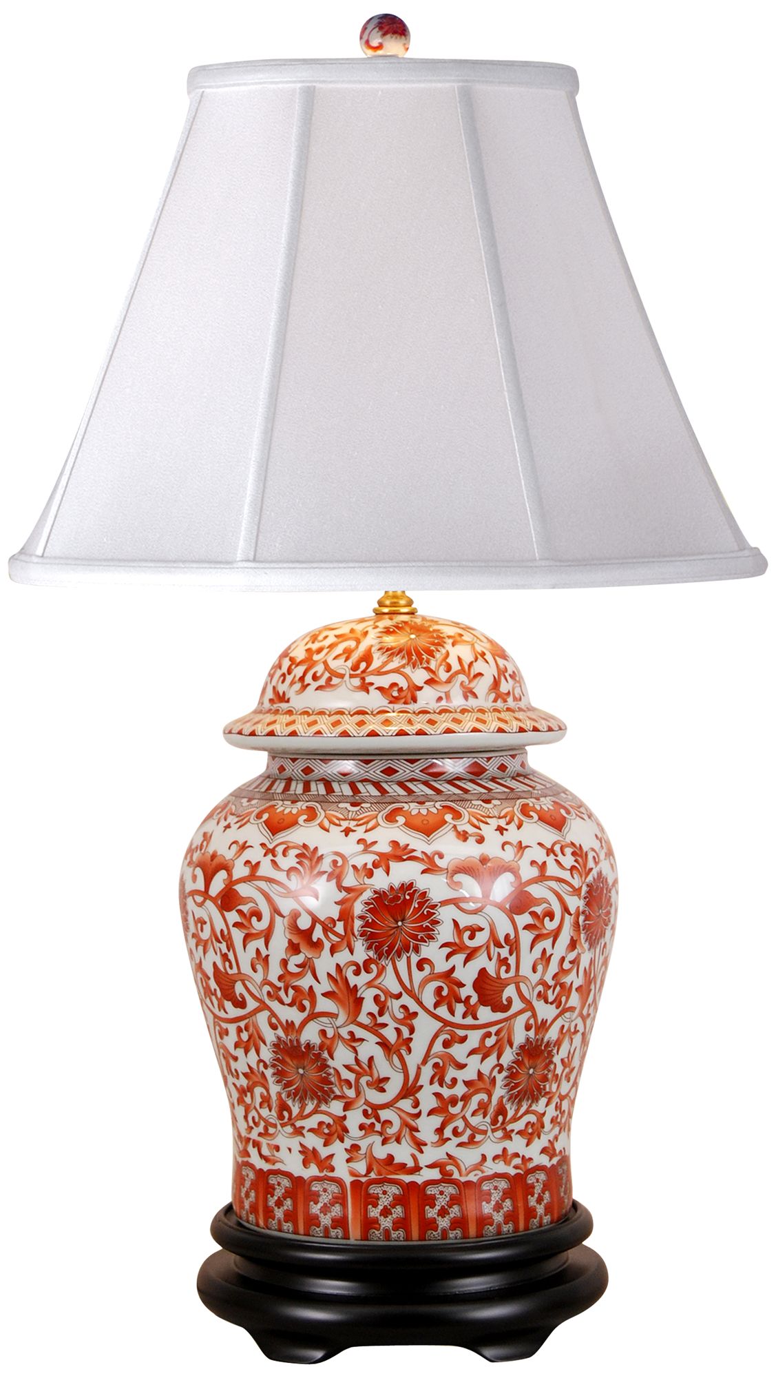 Coral Porcelain Temple Jar Table Lamp
