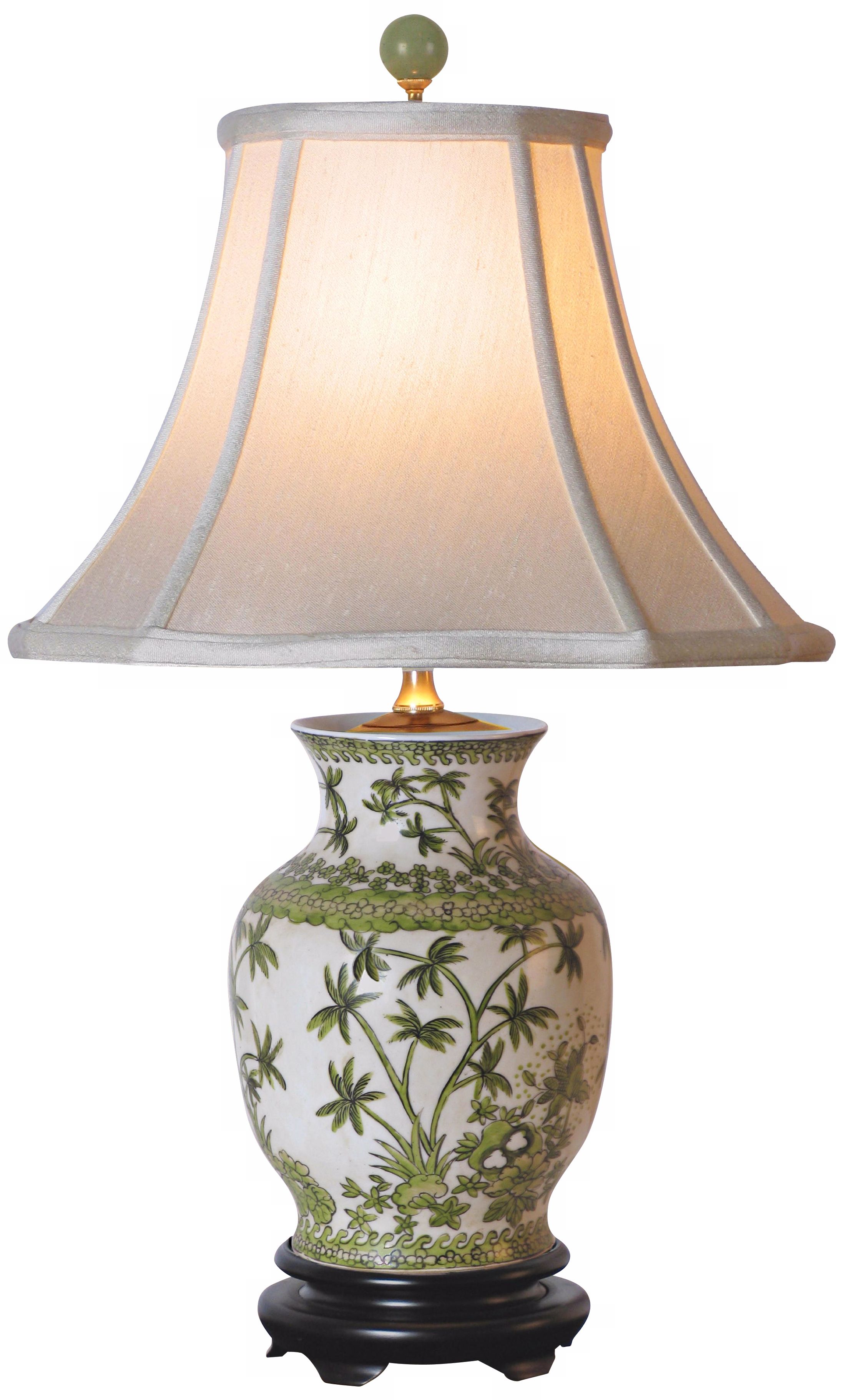 Palm Tree Porcelain Vase Table Lamp