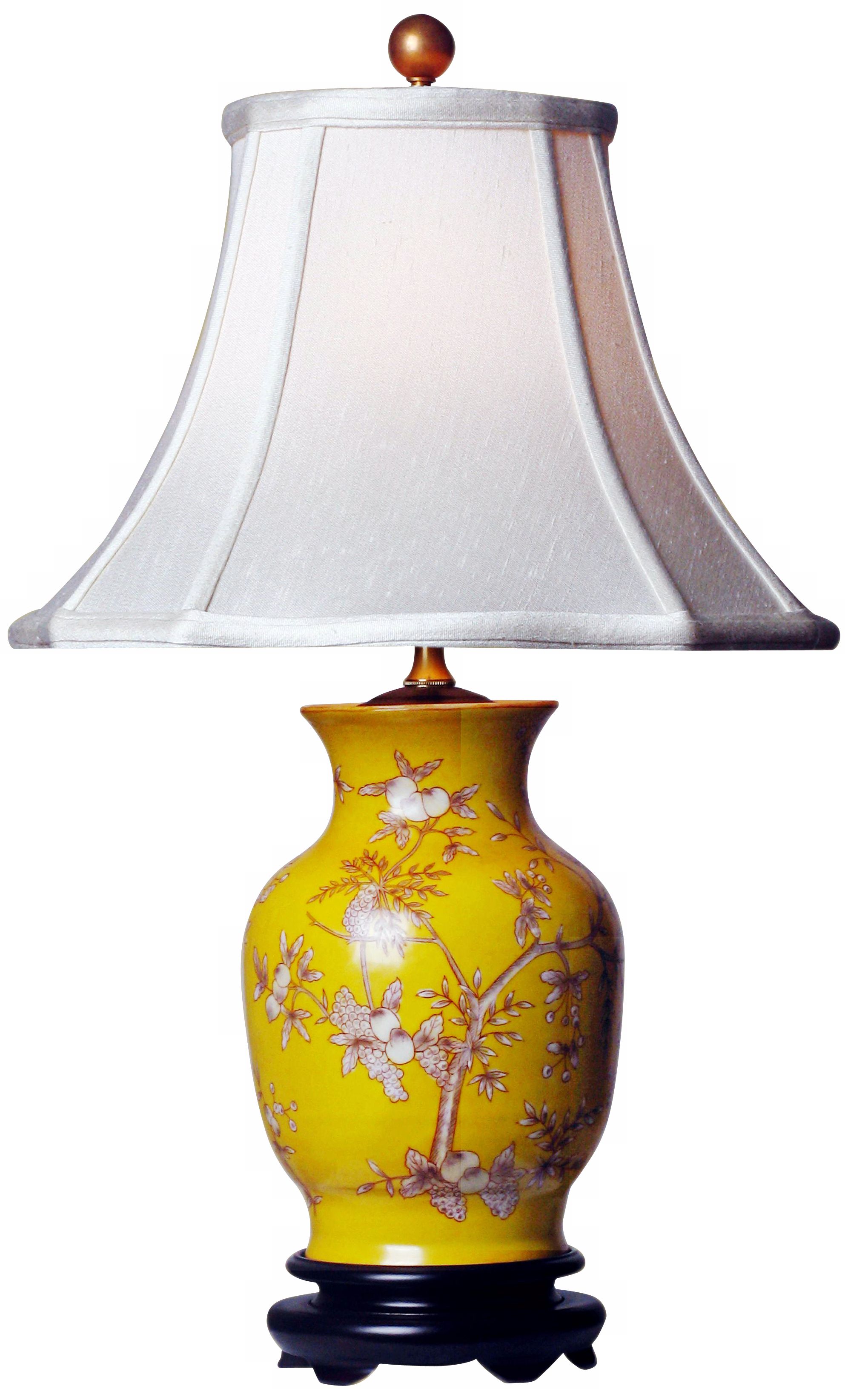 Fruit Tree Yellow Porcelain Vase Table Lamp