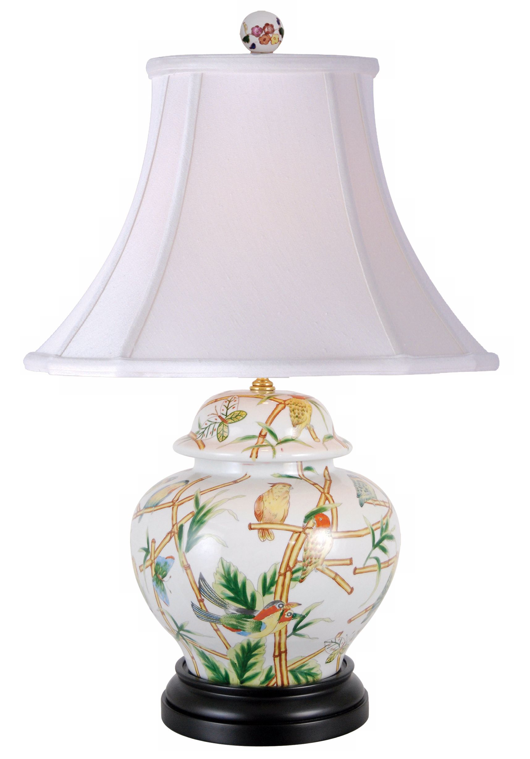 Parrots in Bamboo Porcelain Jar Table Lamp