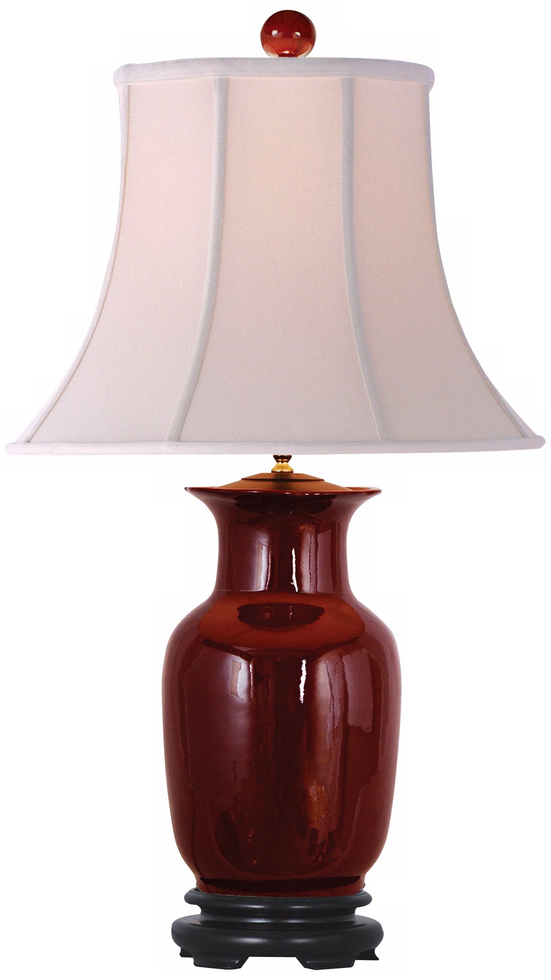 Oxblood Red Porcelain Tall Vase Table Lamp