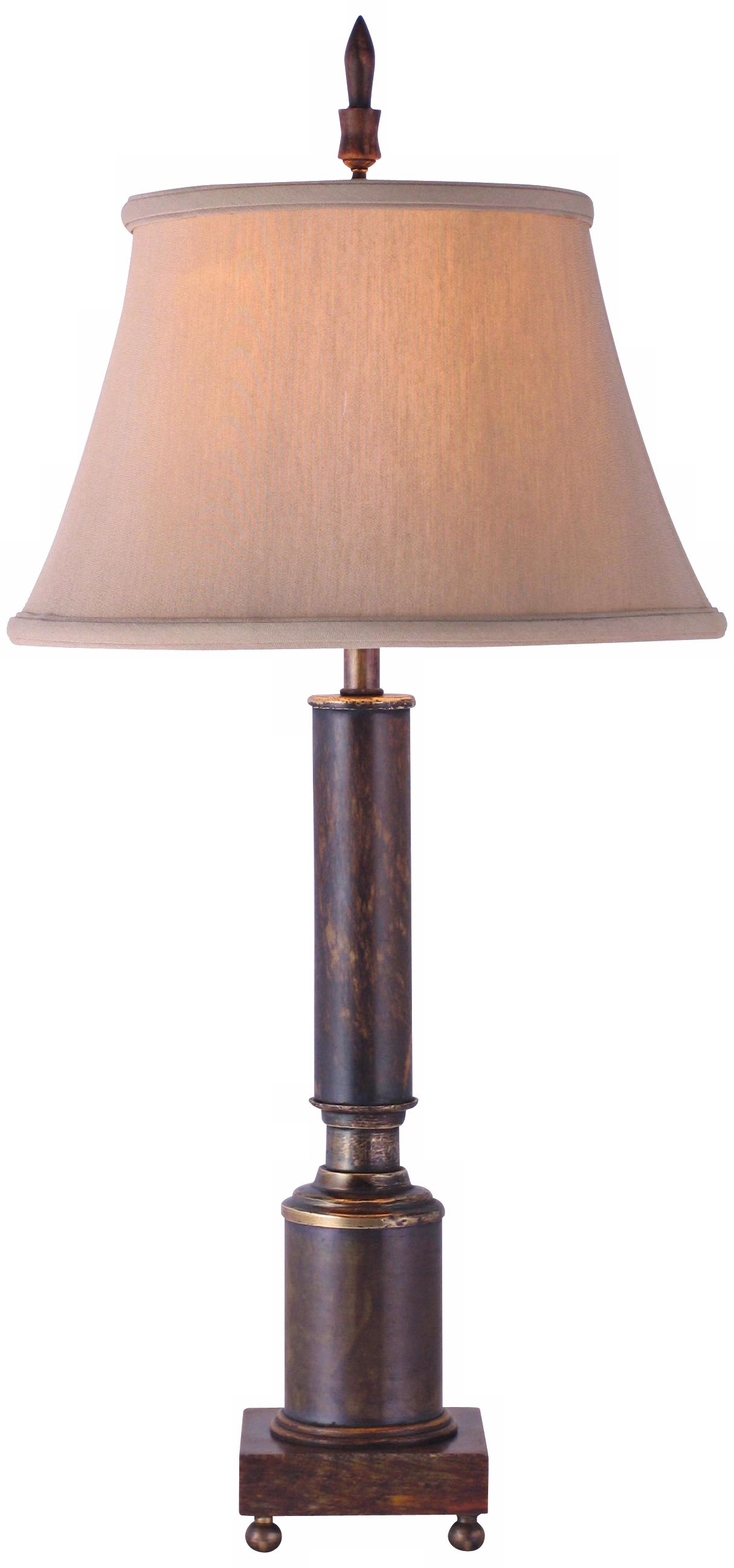 Bronze and Jade Column Buffet Lamp