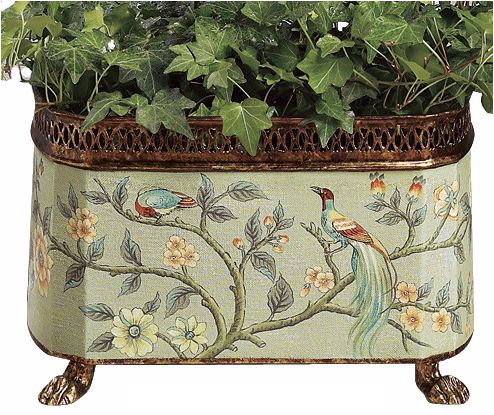Floral Seafoam Green Planter