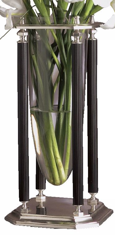 Antique Silver Finished Brass Base Glass Vase