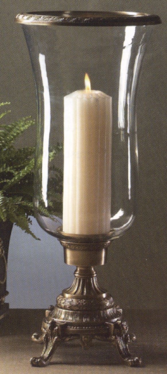 Antique Brass 21" High Hurricane Candle Holder