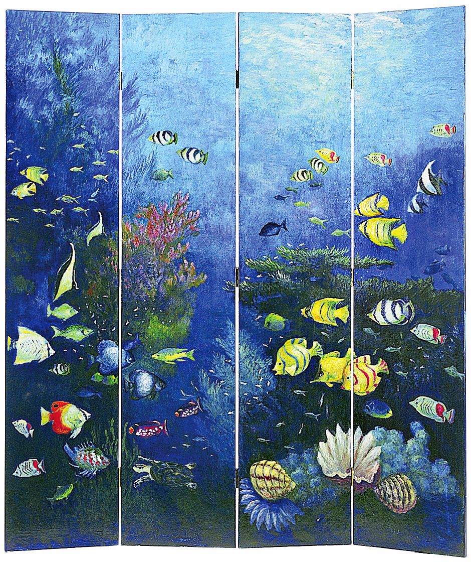 Ocean Life 4-Panel Room Divider Screen