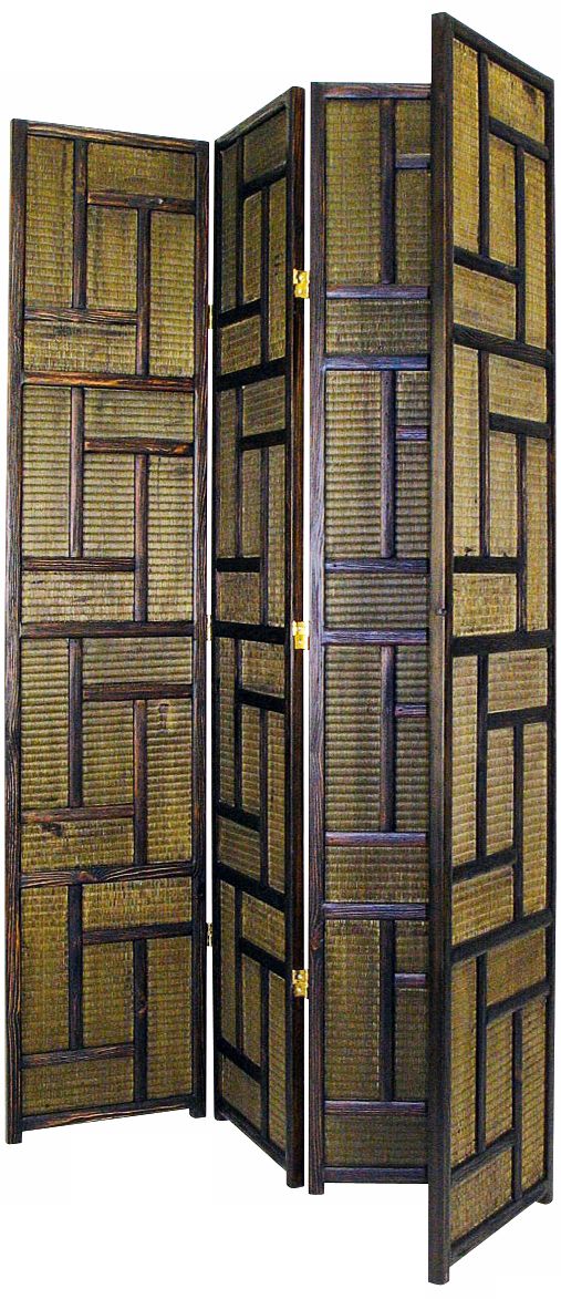 Strawmat Four Panel Room Divider